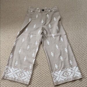 Zara high waist crop wide leg linen pants M